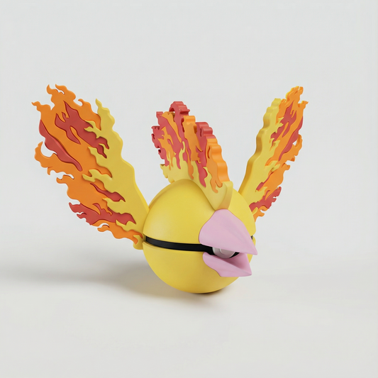 Réplica 3D de Moltres en Pokéball
